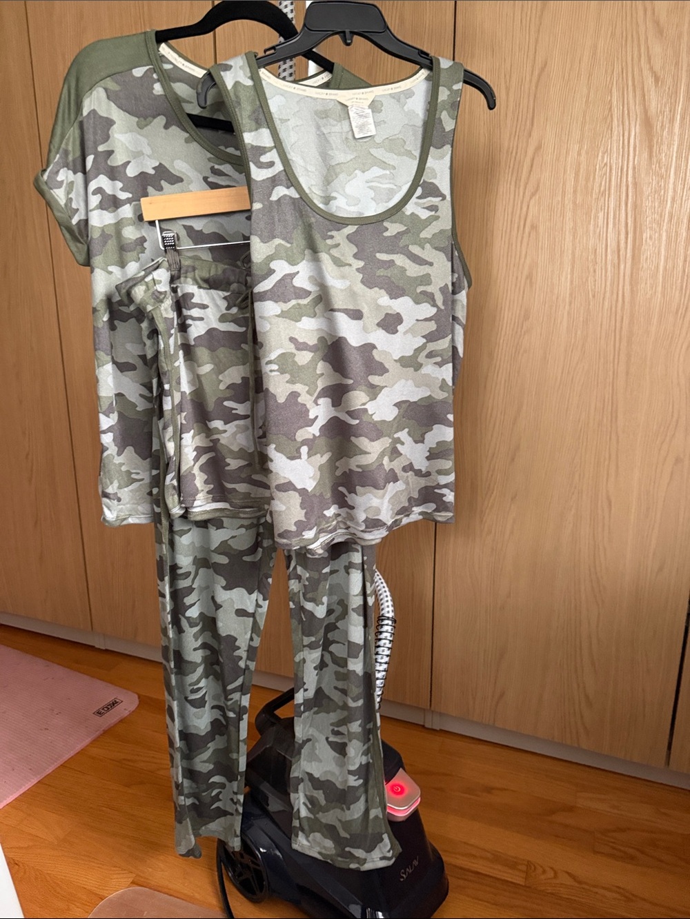 Lucky Brand 4 pieces Olive Green Camo Paiama Set